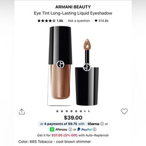 Armani Eye Tint Long Lasting Liquid Eyeshadow 68S Tobacco Cool Brown Shimmer